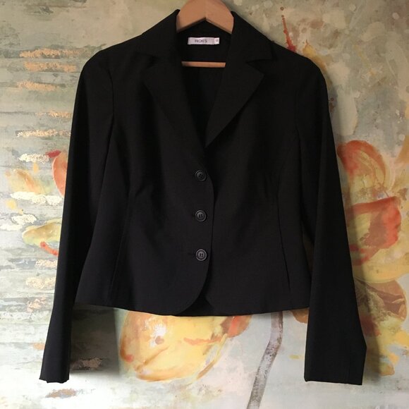 Vintage Made in Canada Black Scuba Semi Cropped Blazer - Picture 3 of 15